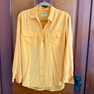 100% brushed silk blouse - fun orange sherbet color